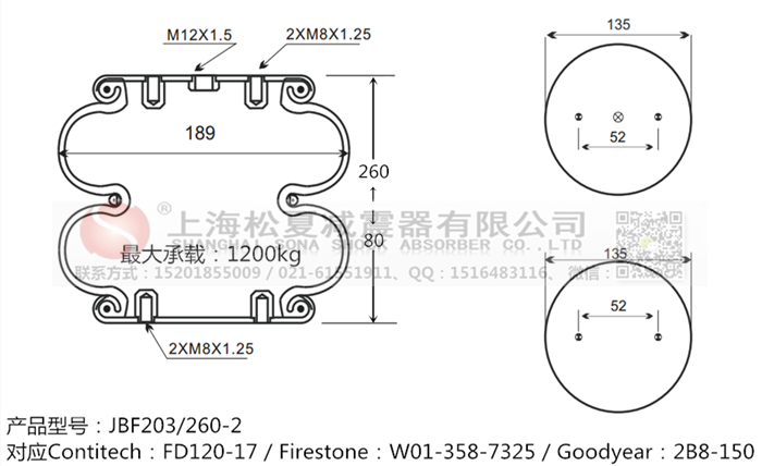 JBF203/260-2橡膠<a href='http://www.blxxscsn.cn/' target='_blank'><u>空氣彈簧</u></a>
